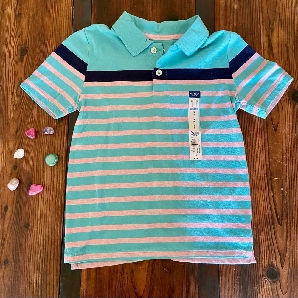 🔴5 for $25 🔴 NWT Boys Blue & Pink Striped Shirt